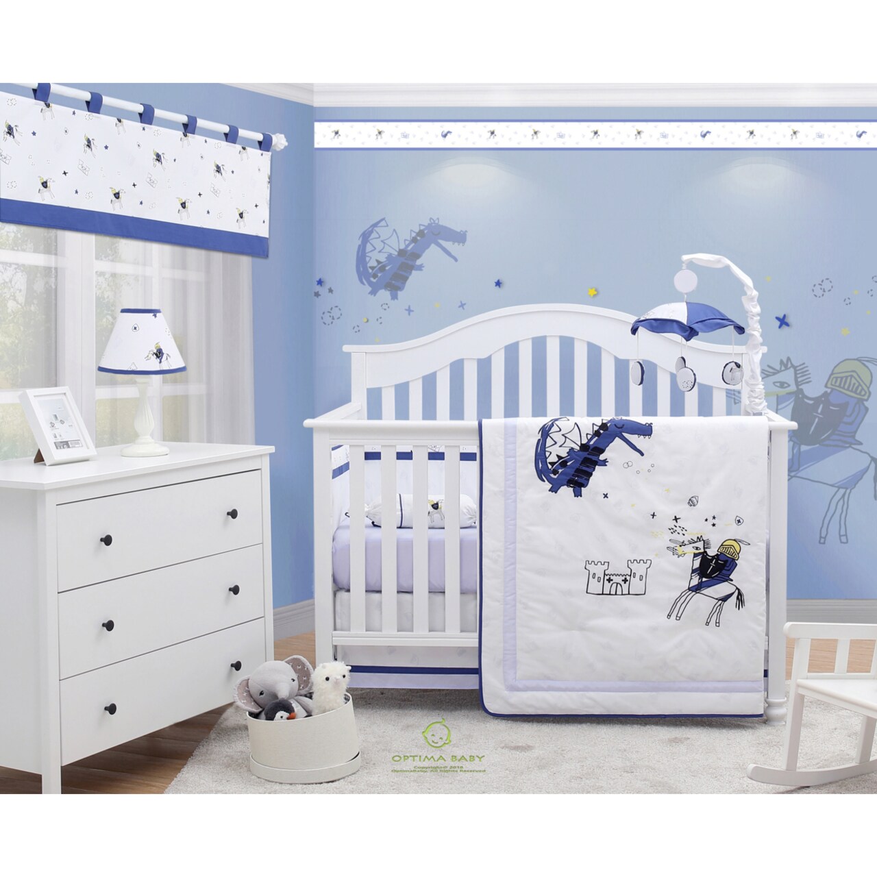 OptimaBaby Bumperless 7PCS Knight and Dragon Baby Bedding Set